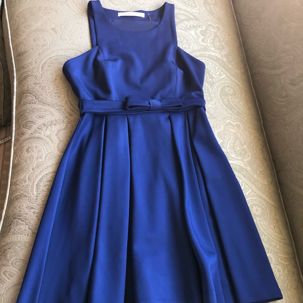 Susana Monaco Blue Sleeveless Dress with Bow Belt Size 8